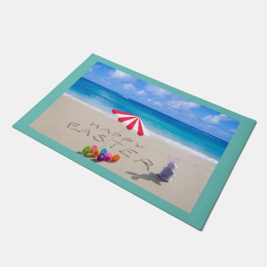 Vrolijk Pasen in het Zand-Kuststrand Deurmat (Schuin)