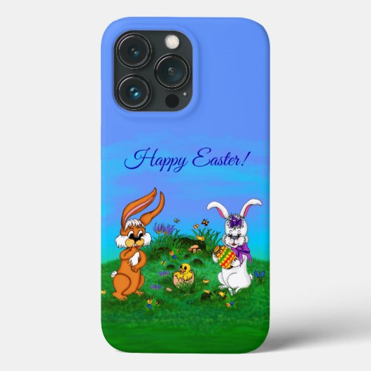 Vrolijk Pasen. Konijn met Bunny en Chick Case-Mate iPhone Case (Achterkant)