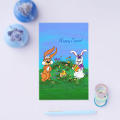 Vrolijk Pasen. Konijn met Bunny en Chick Flyer (Enkel)