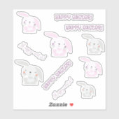 Vrolijk Pasen! Leuke paaskonijntjes Kinderen Sticker (Vel)