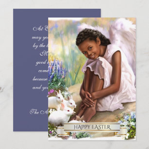 Vrolijk Pasen. Little Angel met Bunnies Flat Kaart