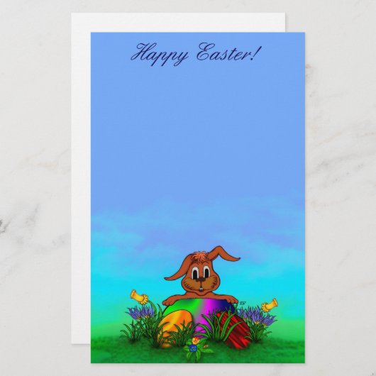 Vrolijk Pasen. Paaskonijn Briefpapier (Voorkant / Achterkant)