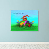 Vrolijk Pasen. Paaskonijn Canvas Afdruk (Insitu (Houten vloer))