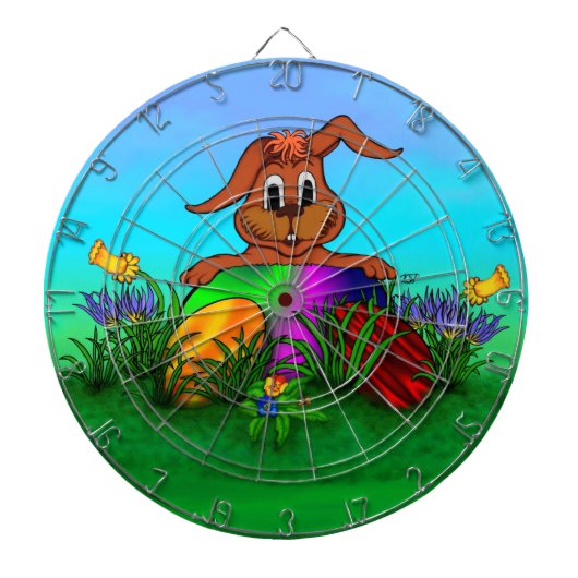 Vrolijk Pasen. Paaskonijn Dartbord (Voorkant)