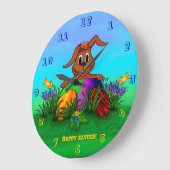 Vrolijk Pasen. Paaskonijn Grote Klok (Hoek)