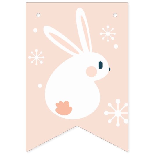 Vrolijk Pasen. Pasen Bunny. Vlaggetjes (Eerste vlag)