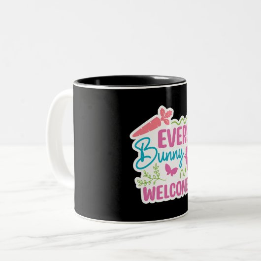 Vrolijk Pasen. Schattigee eitjes Tweekleurige Koffiemok (Voorkant links)