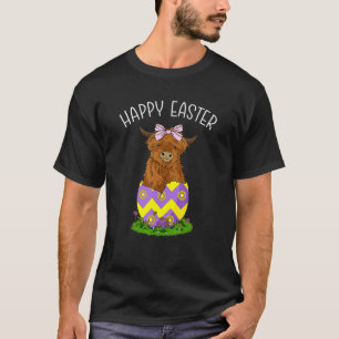 Vrolijk Pasen Schotse Hoogland Koe Pasen Paasei Ko T-shirt