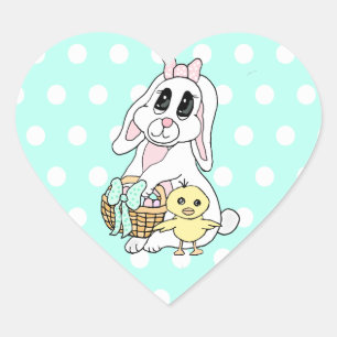 Vrolijk Pasen voor je Bunny en Chick Hart Sticker