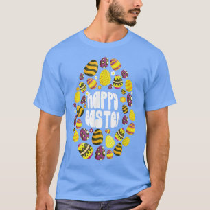 Vrolijk Pasen voor paaskleurige eieren Paasdag A T-shirt