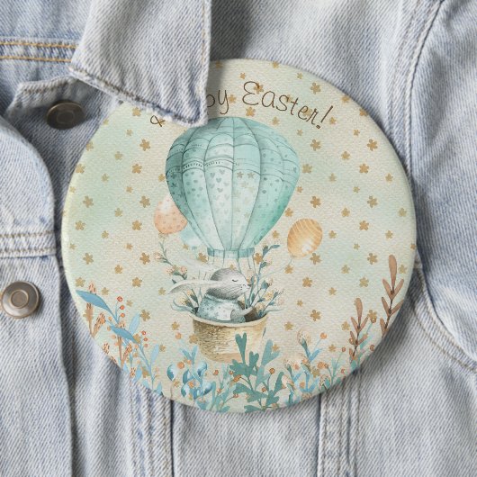 Vrolijk Pasen. Waterverf Bunny Ronde Button 6,0 Cm (In situ)