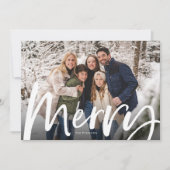 Vrolijk penseelscript vet foto kerst feestdagenkaart (Voorkant)