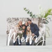Vrolijk penseelscript vet foto kerst feestdagenkaart (Staand voorkant)