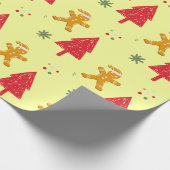 Vrolijk peperkoek santa Snowflake Xmas tree patte Cadeaupapier (Hoek)