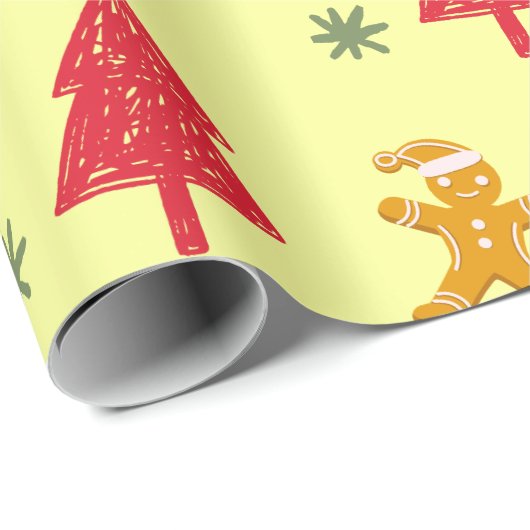 Vrolijk peperkoek santa Snowflake Xmas tree patte Cadeaupapier (Rol Hoek)