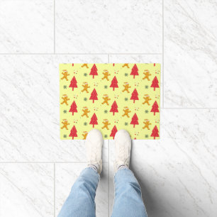 Vrolijk peperkoek santa Snowflake Xmas tree patte Deurmat