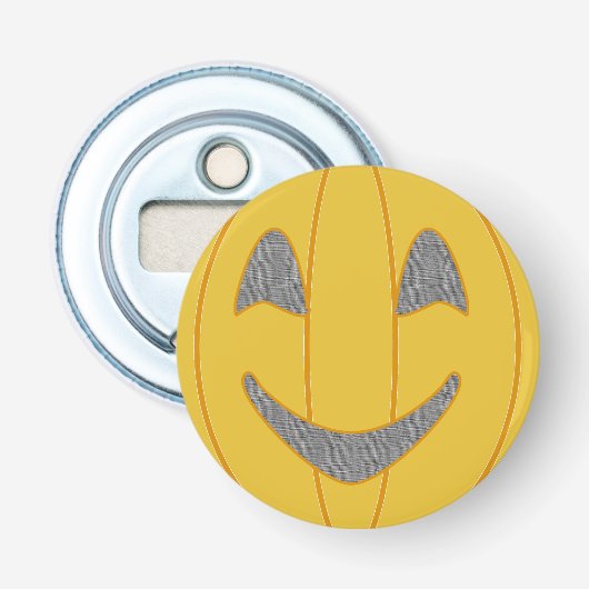 Vrolijk pompoen Sinaasappel Button Flesopener (Voorkant)