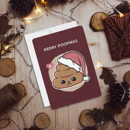 Vrolijk Poopmas Kawaii Kerst Feestdagenkaart
