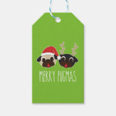 Vrolijk Pugmas Kerstmis Santa Pug Rendier Pug Cadeaulabel (Voorkant)