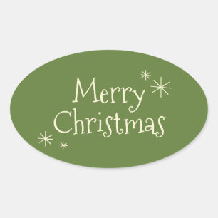 Vrolijk Retro  Minimal Midcentury Christmas Ovale Sticker