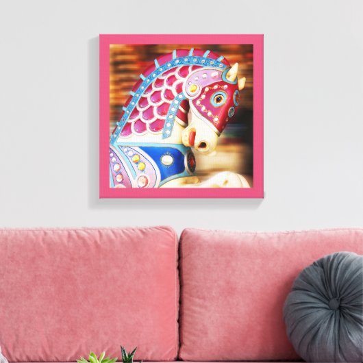 Vrolijk-rond paard 8-serie canvas afdruk (Insitu (Woonkamer))