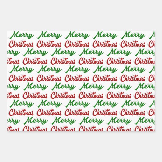Vrolijk rood Kerstmis en groen manuscript Inpakpapier Vel (Voorkant)