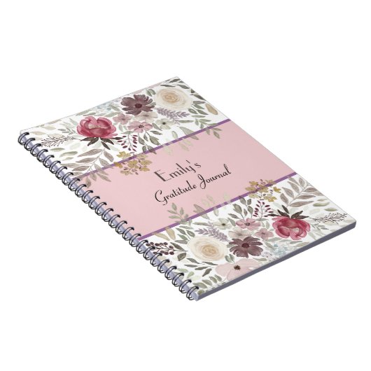 Vrolijk roze bloemengebed, lof en dankbaarheid notitieboek (Rechterzijde)