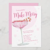 Vrolijk roze champagne feestelijke uitnodiging (Voorkant / Achterkant)