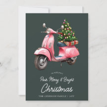 Vrolijk Roze Kerst Italiaanse vespa vintage