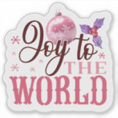 Vrolijk roze Kerst sticker! Sticker (Voorkant)