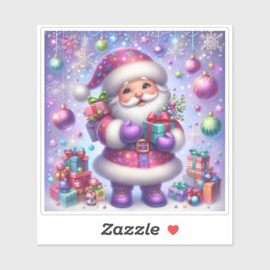 Vrolijk Santa Kerst sticker (Vel)