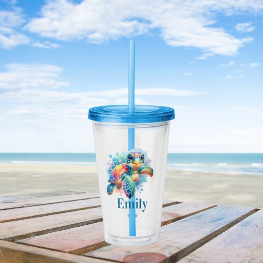 Vrolijk schildpad ontwerp acryl drinkbeker