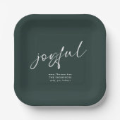 Vrolijk Script Naam Vrolijk Kerstmis Groen Papieren Bordje (Voorkant)