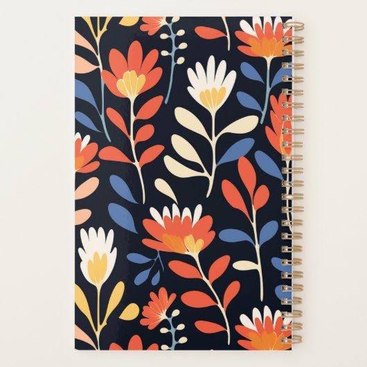 Vrolijk Sinaasappel Bloemenpatroon Gepersonaliseer Planner (Achterkant)