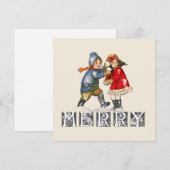 Vrolijk  Sneeuwbal Kinderen Kerstmis Feestdagenkaart (Voorkant / Achterkant)