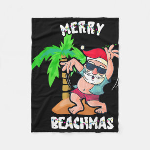 Vrolijk strand kerstfeest in juli grappige kerstma fleece deken