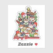 Vrolijk Sushimas Sushi Kerstmis Sticker (Vel)