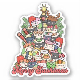 Vrolijk Sushimas Sushi Kerstmis Sticker