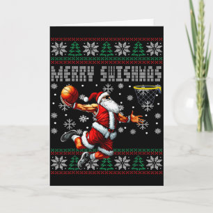 Vrolijk Swishmas Basketbal Lelijk Kerstmis Xmas Ma Kaart
