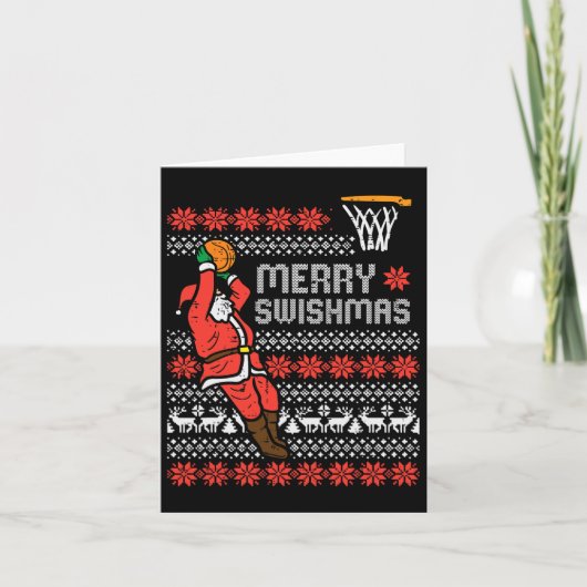 Vrolijk Swishmas Basketbal Lelijke Kerst Xmas Mann Kaart (Voorkant)