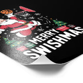 Vrolijk Swishmas Kerstmis Kerstman Spelen Basketba Foto Afdruk (Hoek)