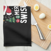 Vrolijk Swishmas Kerstmis Kerstman Spelen Basketba Theedoek (Quarter Fold)