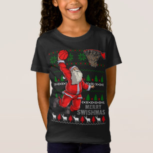 Vrolijk Swishmas Santa Basketbal Lelijk Kerstmis T-shirt