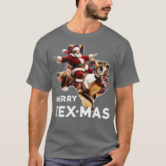 Vrolijk Texmas Texas Kerstmis Santa Rendier Rodeo T-shirt