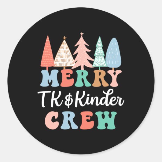 Vrolijk TK en Kinder Crew Kleuterschool Leraar Chr Ronde Sticker (Voorkant)