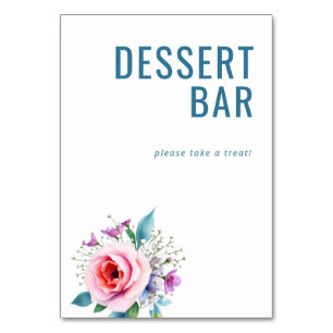 Vrolijk Turquoise Bloemig Bord voor Dessertbar Kaart