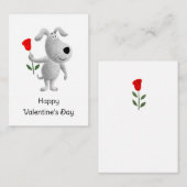 Vrolijk Valentijnsdag Rode Rozenhond Puppy Notitiekaartje (Voorkant / Achterkant)