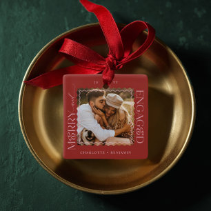 Vrolijk & verloofd Modern Minimal Wavy Photo Keeps Keramisch Ornament