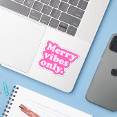 Vrolijk Vibes Alleen schattig leuk heet roze retro Sticker (Laptop met iPhone)