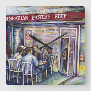 vrolijk vierkante klok